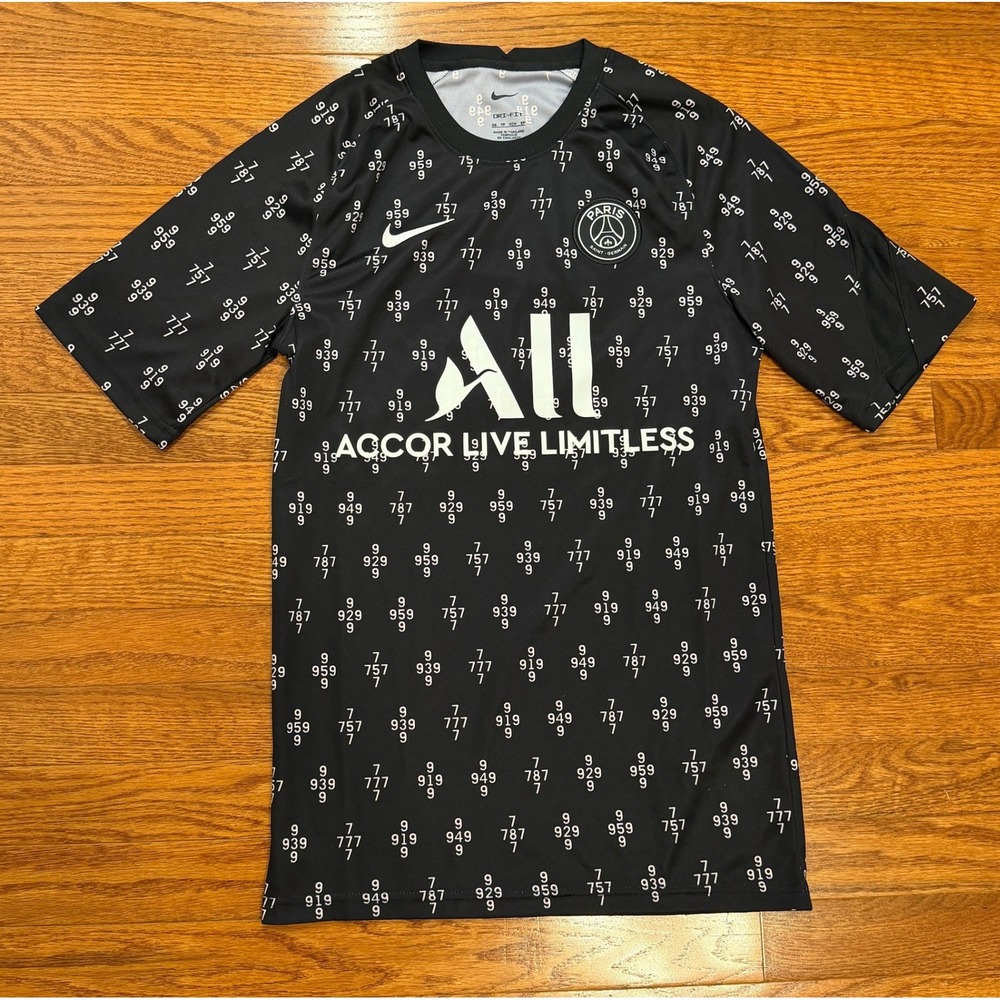 Nike Paris Saint-Germain PSG Pre-Match Jersey Shirt Mens XS Black Pink Dri-Fit